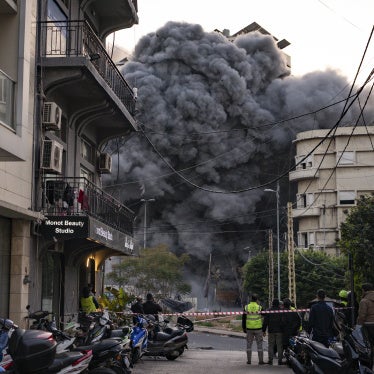 Smoke from a building in the center of Beirut, Lebanon, which has been hit by the IDF after an evacuation order, on March 12, 2026. 