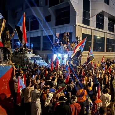 Supporters of Southern Transitional Council protest in front of Al-Maashiq Presidential Palace in Aden, Yemen, February 19, 2026. 