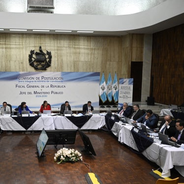 Members of the Nominating Commission review the files of candidates for attorney general of the Republic and head of the Public Prosecutor's Office at the Palace of Justice in Guatemala City on April 17, 2026. 