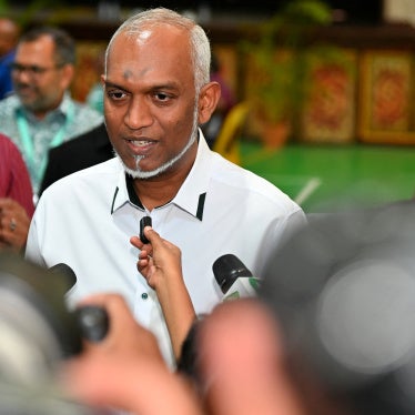 Maldives' President Mohamed Muizzuat at a polling station in Malé, April 4, 2026.