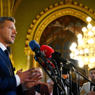 Prime Minister-elect Peter Magyar, the Tisza Party's leader, speaks to the media after the preparatory meeting for the inaugural session of the Parliament in Budapest, Hungary, April 17, 2026.