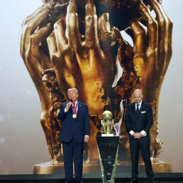 FIFA President Gianni Infantino and US President Donald Trump on stage during the FIFA World Cup 2026 official draw on December 5, 2025 in Washington, DC.