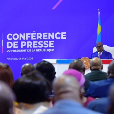 President Tshisekedi at a conference in Kinshasa.