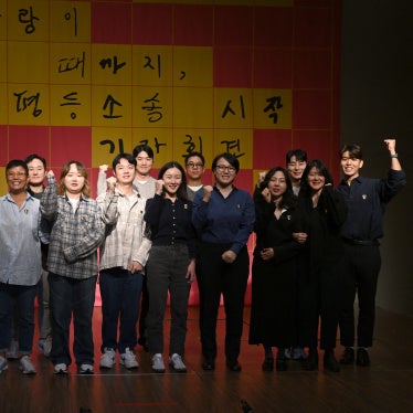 Couples during a press conference about legalizing same-sex marriage in Seoul, South Korea, October 10, 2024.