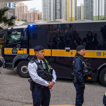  A prison van believed to be carrying Jimmy Lai leaving West Kowloon Magistrates Courts where his sentencing took place in Hong Kong, February 9, 2025. 