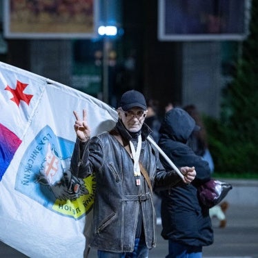 Zurab Menteshashvili at a protest in Georgia. 
