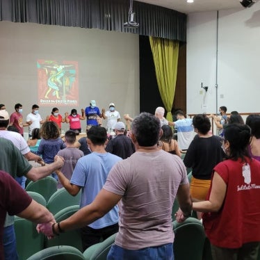 Survivors and relatives of those killed during the August 2020 operation remember the victims during a seminar at the Federal University of Amazonas in 2023.