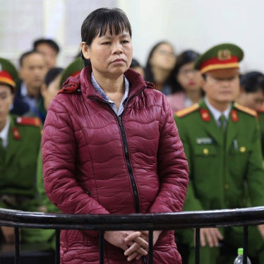 Can Thi Theu in the dock during her appeal at the Hanoi People's Court, Vietnam, on November 30, 2016.