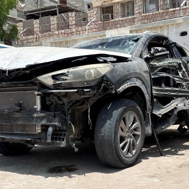 Muhammad Aidha’s car in the yard of a police station, where it had been moved to after an explosive device planted in the car detonated and killed him, in Mukalla, Yemen June 25, 2026.
