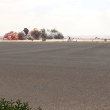 Smoke rises following an airstrike by Yemeni government forces in coalition with Saudi Arabia on Sanaa International Airport, Sanaa, Yemen, July 13, 2026. 