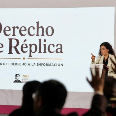Chief Legal Advisor to the Federal Executive, Luisa María Alcalde Luján, speaks on the “Right of Reply” segment broadcast at the National Palace in Mexico City, June 3, 2026.