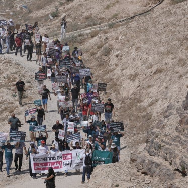 Activists rally in support of the Bedouin communities of Khan al-Ahmar in the occupied West Bank, June 12, 2026. 