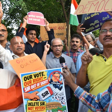 Protesters demand the scrapping of the Special Intensive Revision (SIR) of electoral rolls and the resignation of India’s top election official, in Hyderabad, India, on October 24, 2026.