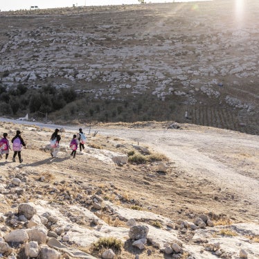 Children on their way to school in the West Bank, September 16, 2026.