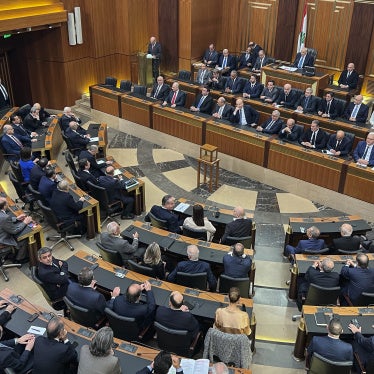 Lebanese lawmakers at the parliament building in downtown Beirut, January 9, 2025.