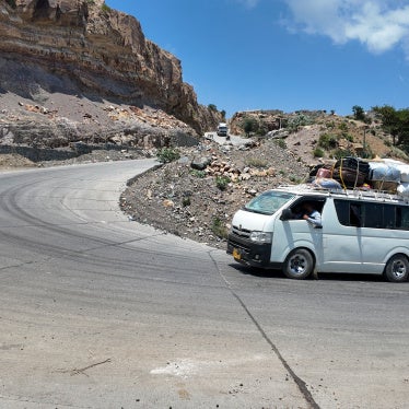 Vehicle on a mountainous road