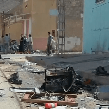 A still from video shows a street in the city of Ghardia, 600 km south of the Algerian capital Algiers, in the aftermath of violent clashes which erupted between Berber and Arab communities in the region of Mzab on July 7, 2015.