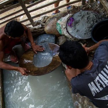 Mercury is mixed with gold ore.   