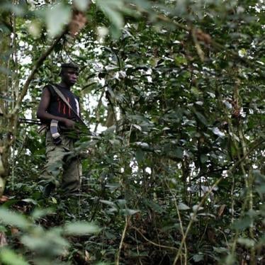 An FDLR fighter standing guard in a remote forest region of eastern Congo in February 2009. 