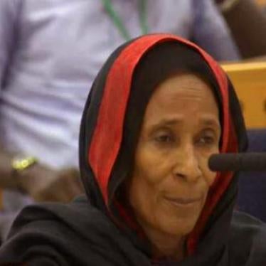 Khadidja Hassan Zidane testifies during the trial of the former dictator of Chad Hissène Habré in Senegal on October 19 and 20, 2015
