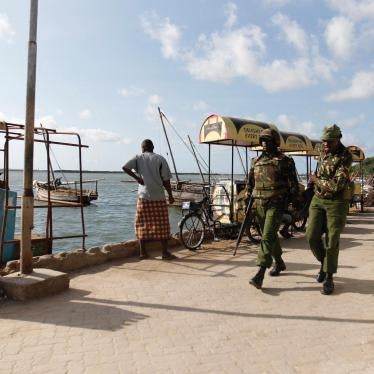 Kenya police officers on patrol in the coastal town of Lamu in June 2014 in the wake of a series of attacks in Lamu and Tana River counties.