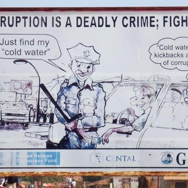 Anti-corruption poster in Gbarnga, Bong, Liberia. 