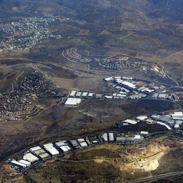 Barkan, located in the occupied West Bank, is an Israeli residential settlement and industrial zone that houses around 120 factories that export around 80 percent of their goods abroad. In the background is the Palestinian village of Khirbet Bani Hassan. 