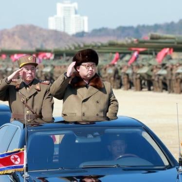 North Korean leader Kim Jong Un salutes as he arrives to inspect a military drill at an unknown location, in this undated photo released by North Korea's Korean Central News Agency (KCNA) on March 24, 2016. 