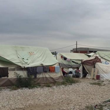 Tents pinned to the ground of Softex camp in Thessaloniki, Greece. 