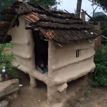 A chaupadi hut, in a family's yard, where female members of the family are obliged to sleep during their menstrual periods. Kailali district, western Nepal.
