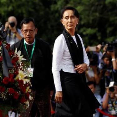 Aung San Suu Kyi attends an event in Rangoon, Burma on July 19, 2016. 