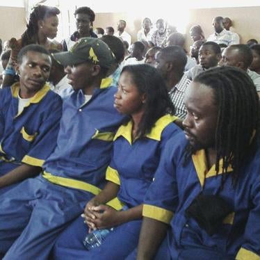 Six LUCHA activists on trial in Goma, eastern Democratic Republic of Congo on February 22, 2016, where they face trumped-up charges for supporting a February 16 national strike to protest election delays.