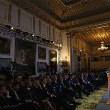President Ashraf Ghani speaks to delegates and ministers during the London Conference on Afghanistan on December 4, 2014. 