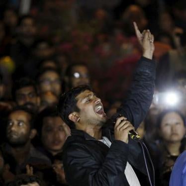 JNU student union leader Kanhaiya Kumar addresses students at the JNU campus in New Delhi, India on March 3, 2016. 