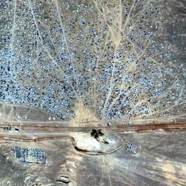 Satellite image of the Rukban Syrian refugee encampment at the Jordanian berm on Jordan-Syria border, June 24, 2016. 