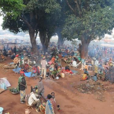 A new camp for people displaced by the fighting in Bria, Central African Republic.