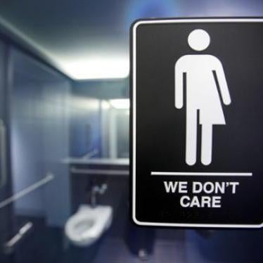 A sign protesting a recently introduced North Carolina law restricting bathroom access for transgender people, in Durham, North Carolina. 