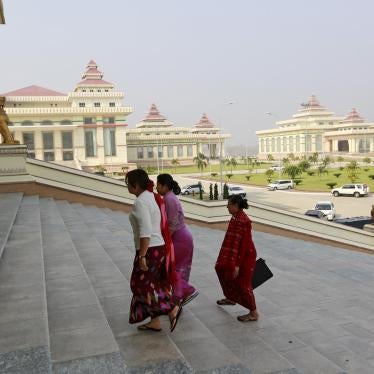 Members of parliament attend a meeting at Burma’s lower house in the capital, Naypyitaw, March 2016. 