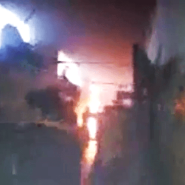 Still from a video showing protests inside of Hama Central Prison, north of Homs, Syria, that began on May 1, 2016. 