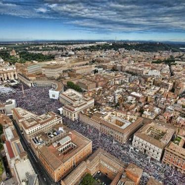Aerial view of St. Peter's square in the Vatican.