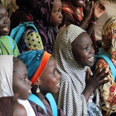 Internally displaced children attending classes at a displacement camp in Maiduguri, Borno state, September 2015. 