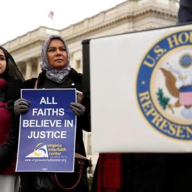 Muslim women listen to remarks during a news conference held by House Democrats to introduce legislation "to ensure that no one is denied entry into the United States because of their religion" at the U.S. Capitol in Washington February 2, 2017. 
