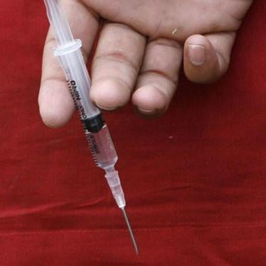 A syringe used for injecting the opioid heroin. 