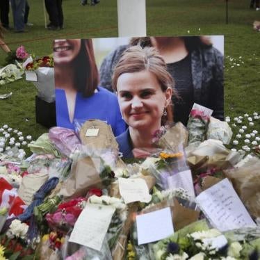 Tributes in memory of murdered MP Jo Cox are left at Parliament Square in London, June 18, 2016.