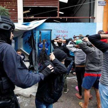 Riot police detain people during a police operation in a neighborhood known to locals as Cracolandia (Crackland), in downtown Sao Paulo, Brazil May 21, 2017.