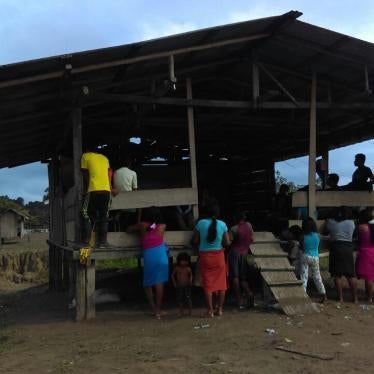 Wounaan people gather in a community building by the San Juan river, in Chocó, Colombia, March 2017. 