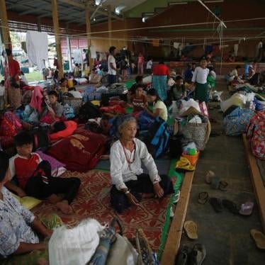 People displaced in the conflict between the Burmese military and the Kachin Independence Army are seen at a church in Tanai Township, Kachin State, Burma, June 14, 2017.