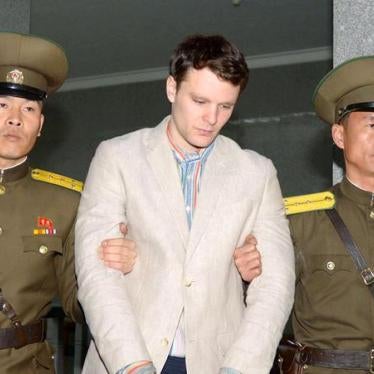 Otto Frederick Warmbier (C), a University of Virginia student who was detained in North Korea and passed away on June 19, 2017, is taken to North Korea's top court in Pyongyang, North Korea, in this photo released by Kyodo March 16, 2016.