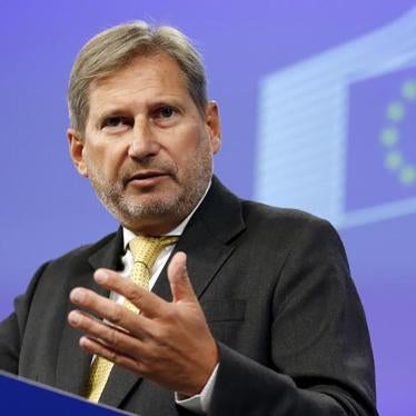 European Neighbourhood Policy and Enlargement Negotiations Commissioner Johannes Hahn addresses a news conference at the EU Commission headquarters in Brussels. 