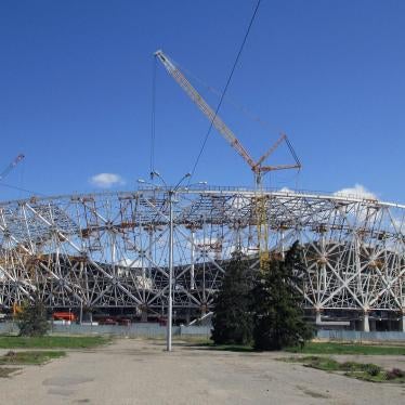 The Volgograd Arena, a 2018 World Cup venue in Volgograd, Russia, under construction in April 2017. 